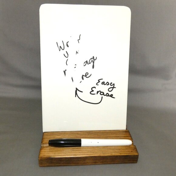 Desktop Whiteboard With Wood Stand, 6" x 9" Ceramic Dry Erase Message Memo Board - Picture 5 of 5